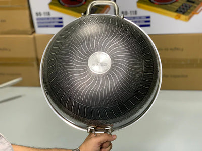 Laser  Coated Deep Frying Pan Non Stick and HoneyComb Pattern