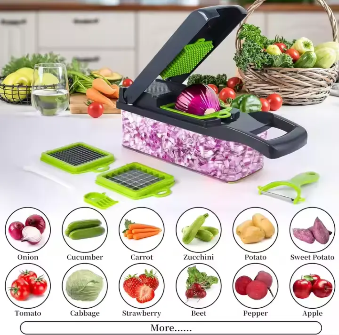 12 In 1 Multifunctional Vegetable Chopper. Slicer Dicer Cutter with Container