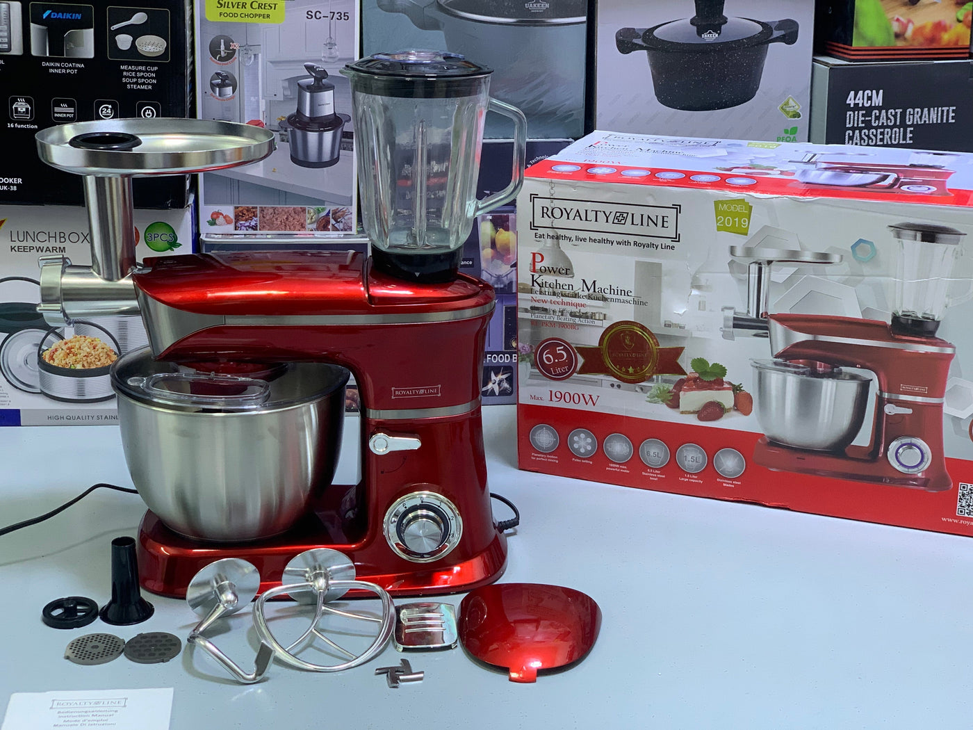 Royalty Line Power Kitchen Machine 3 in 1 6.5 and 1900 watt| Standmixer , Meat chopper and Blender