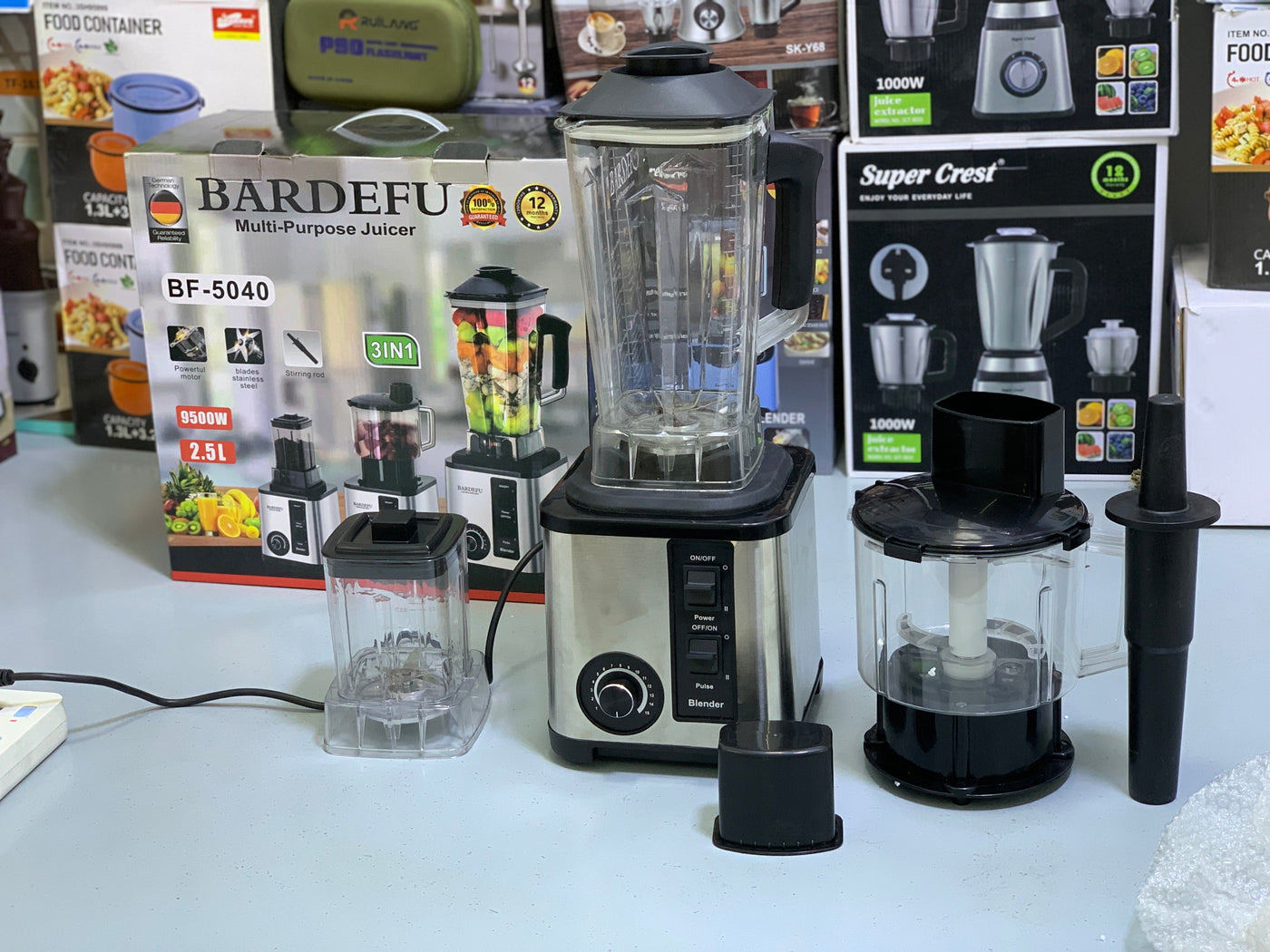 Bardefu 3 in 1 Blender , Chopper and Grinder Model: BF-5040 Copper Motor 9500w and 2.5L