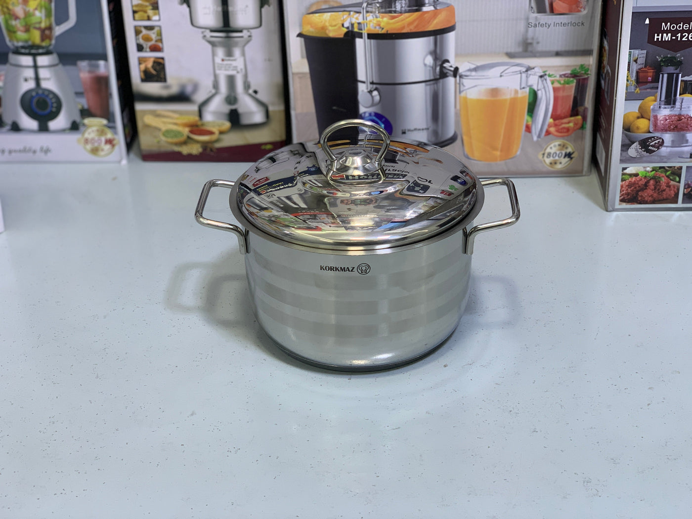 Korkmaz Cookware Set 9 Pieces Stainless Steel induction base