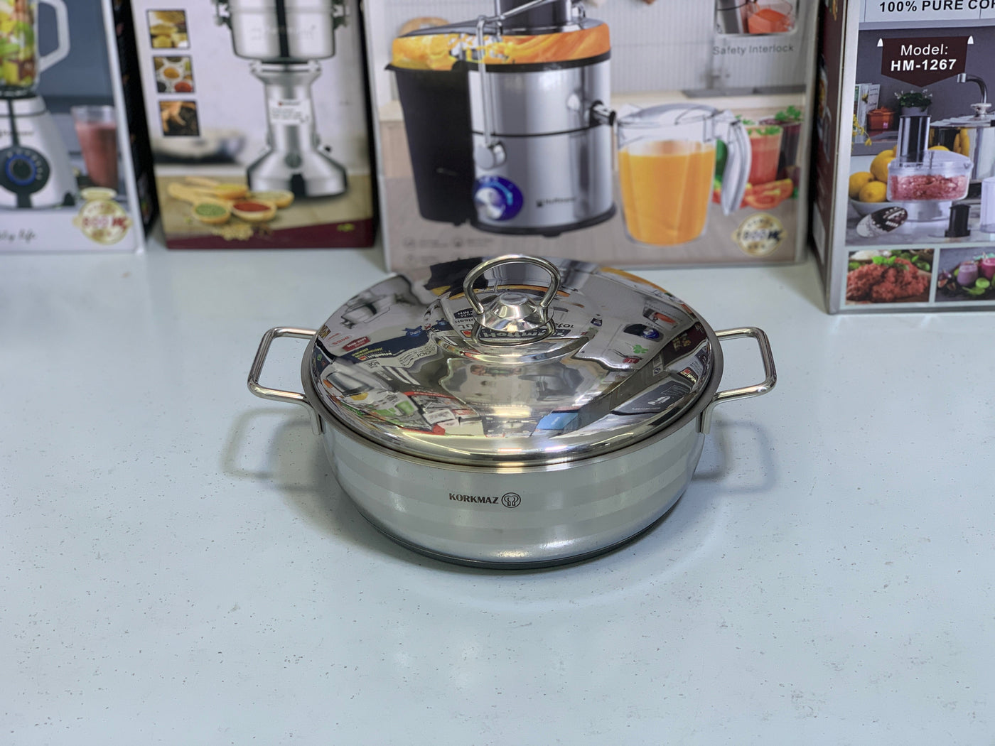 Korkmaz Cookware Set 9 Pieces Stainless Steel induction base