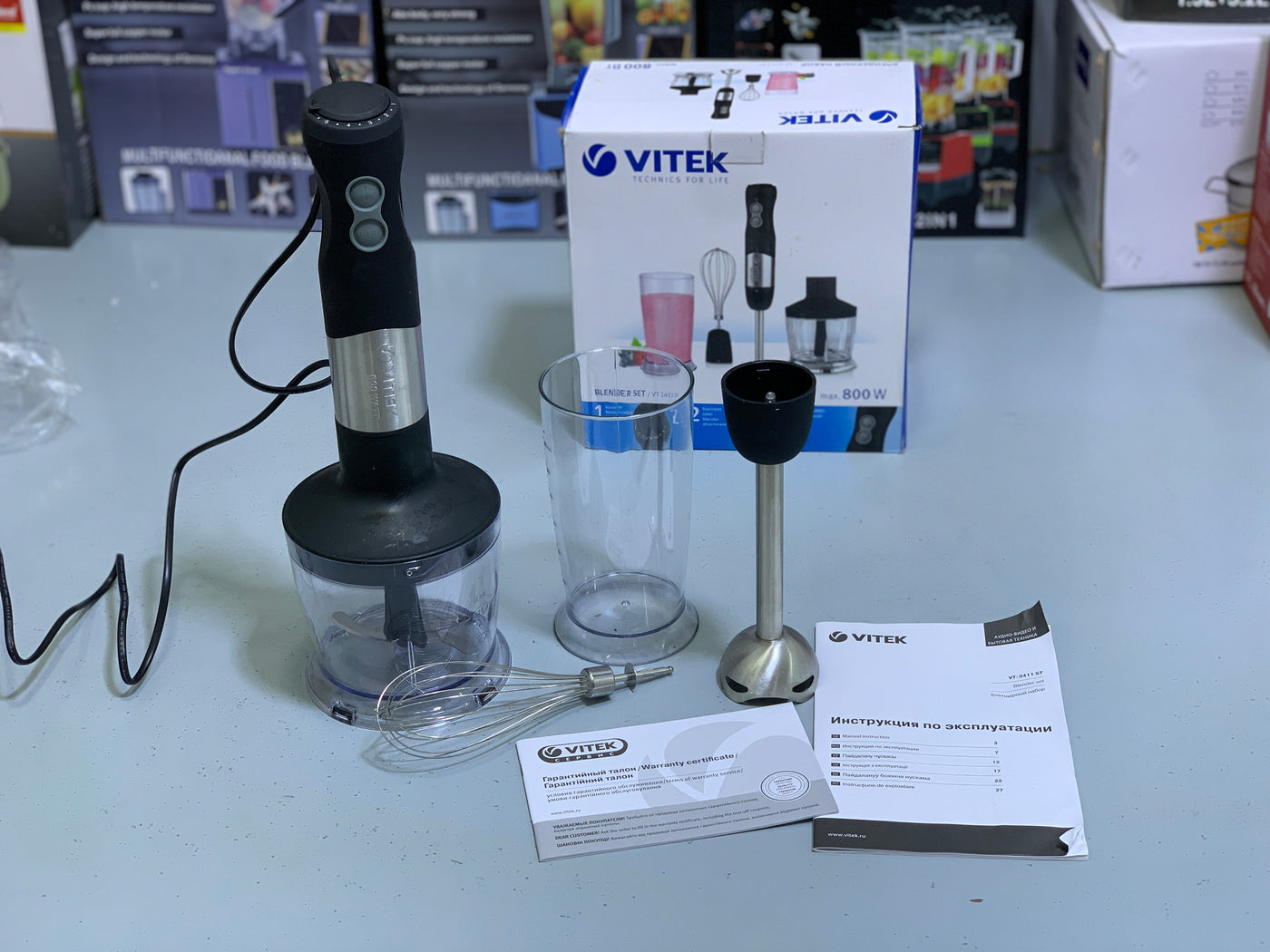VITEK Blender Set VT-3411 ST Stainless Steel Blades 800w