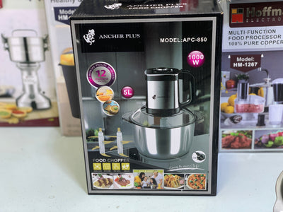 Ancher Plus Food Chopper and Grinder 5L and 1000w with Double Blades Model l: APC-850