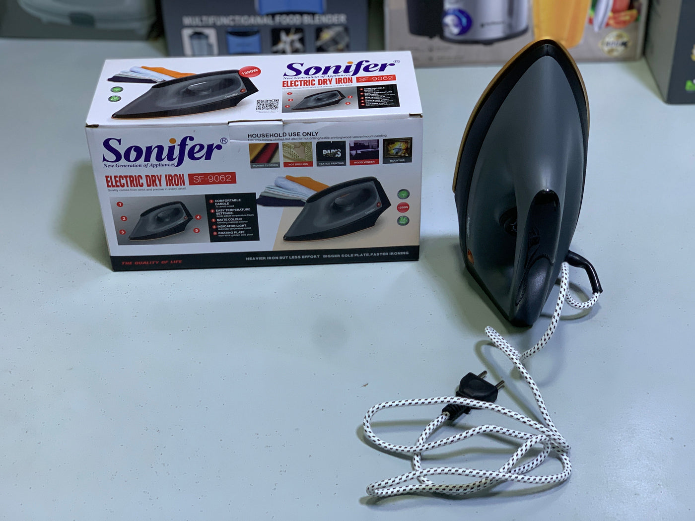 Sonifer Electric Dry iron SF-9062  1200w Non Stick Soleplate