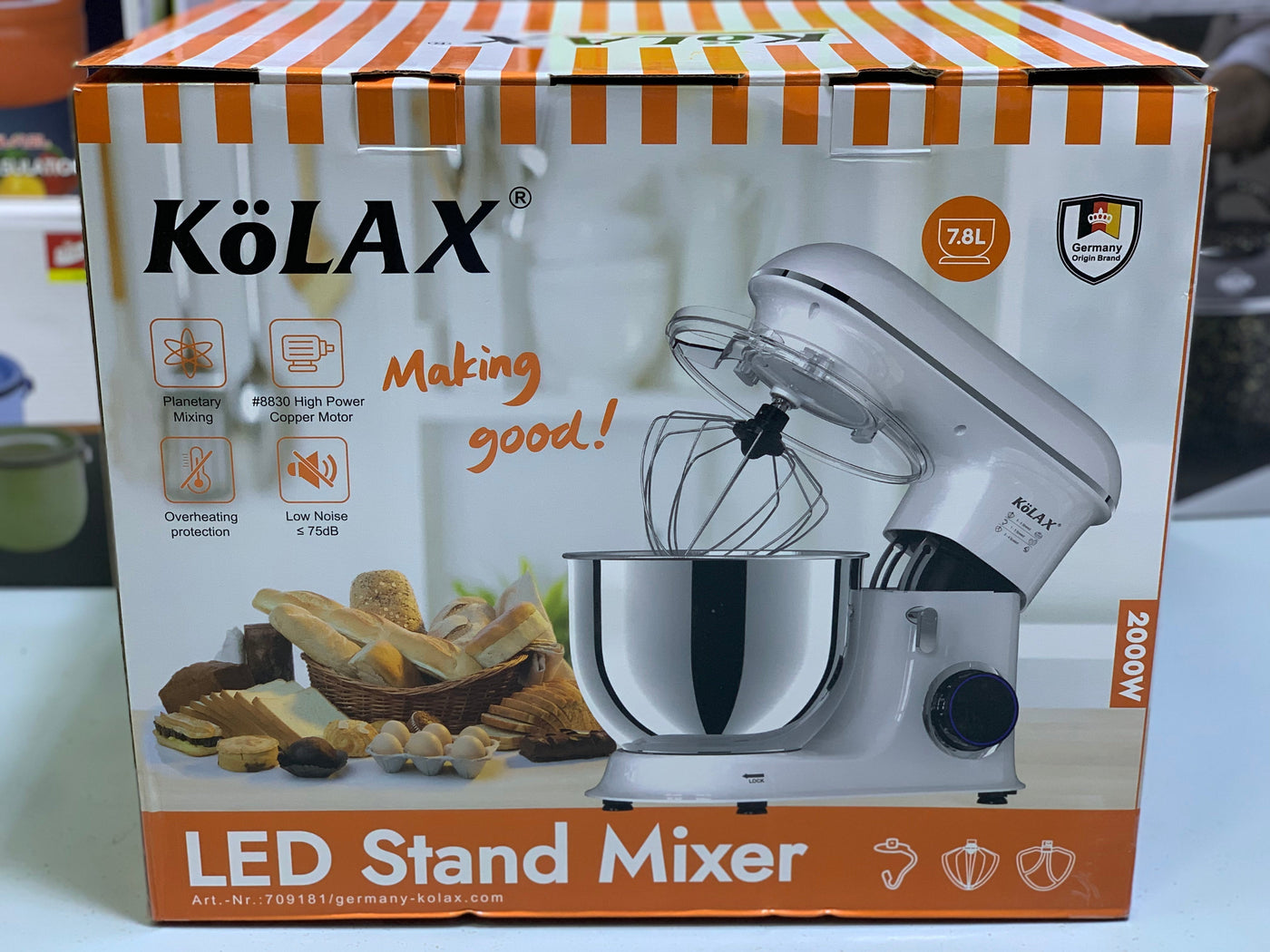 KOLAX’s LED Stand Mixer| 2000W| 7.8L bowl capacity