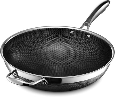 Laser  Coated Deep Frying Pan Non Stick and HoneyComb Pattern