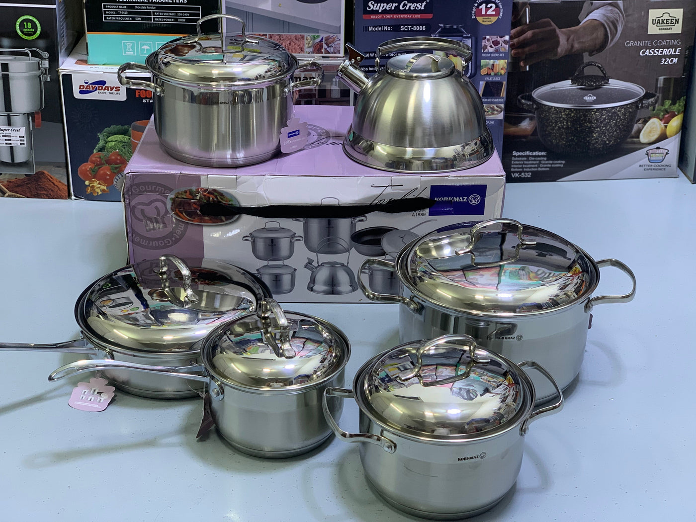 Korkmaz 12 Pieces Cookware Sets A1889 Stainless Steel