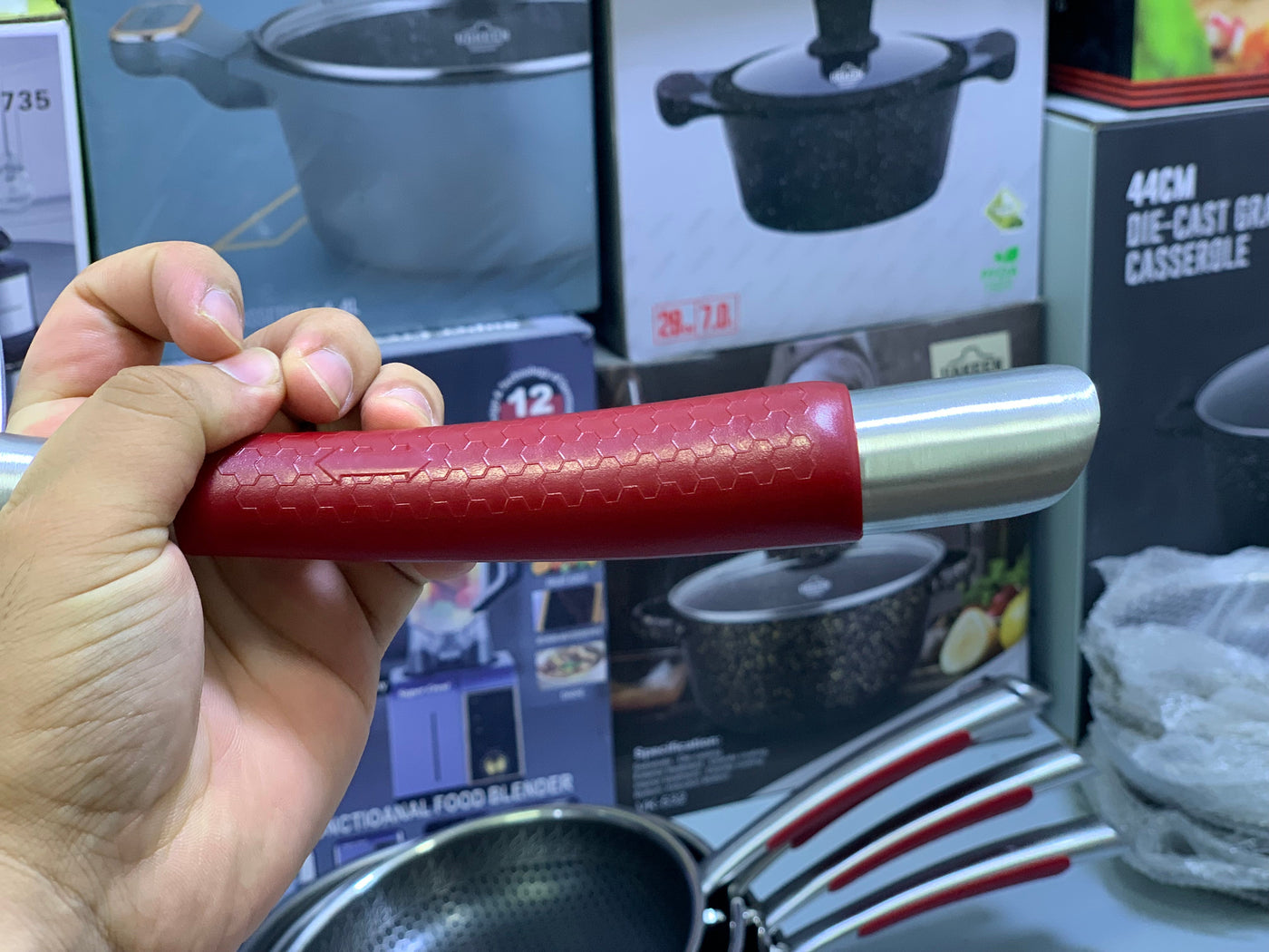 Laser Coating Frying Pan Stainless Steel Honeycomb Pattern Skillet without Lid