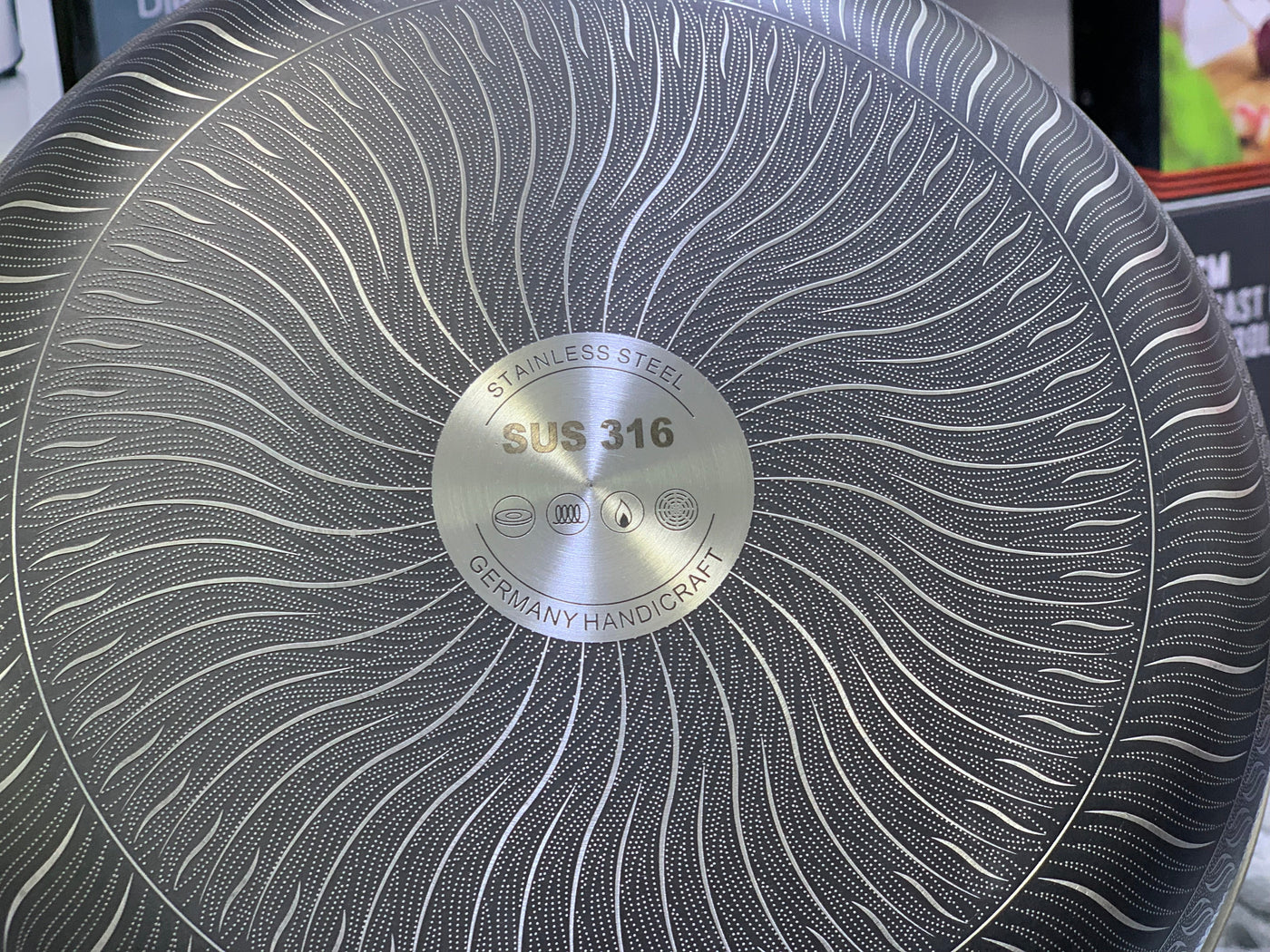 Laser Coating Frying Pan Stainless Steel Honeycomb Pattern Skillet without Lid