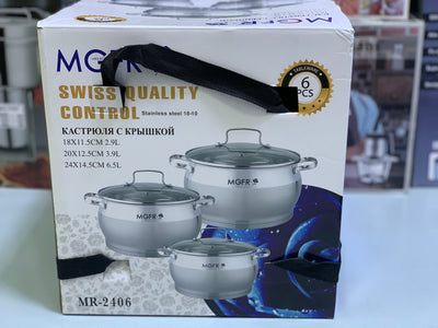 MGFR’s 6 Pieces Cookware Set , Swiss Quality Control, Stainless Steel