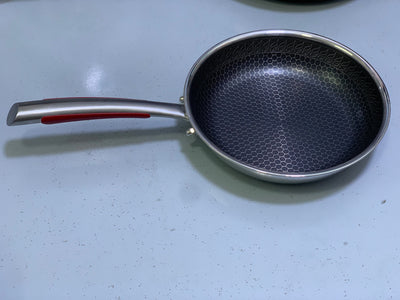 Laser Coating Frying Pan Stainless Steel Honeycomb Pattern Skillet without Lid