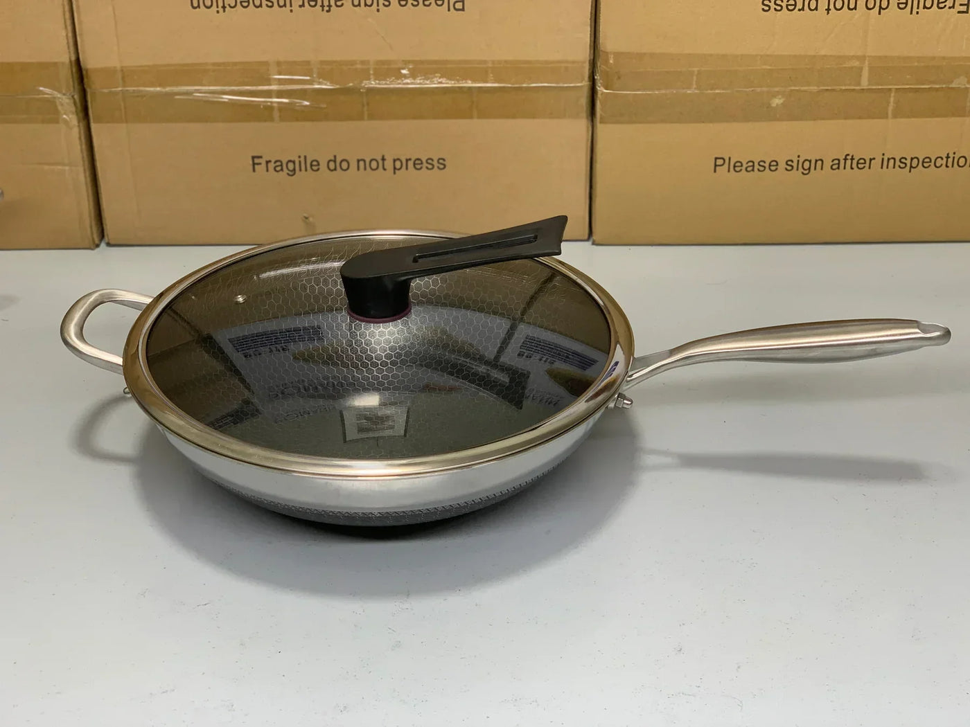 Laser  Coated Deep Frying Pan Non Stick and HoneyComb Pattern