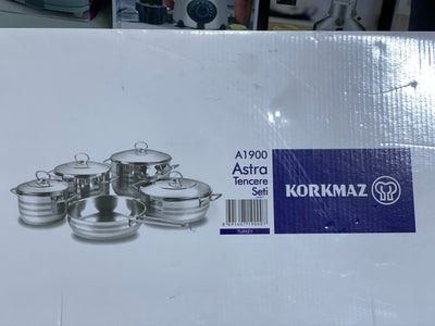 Korkmaz Cookware Set 9 Pieces Stainless Steel induction base