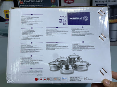 Korkmaz Cookware Set 9 Pieces Stainless Steel induction base