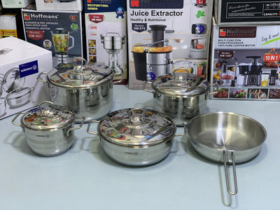 Korkmaz Cookware Set 9 Pieces Stainless Steel induction base