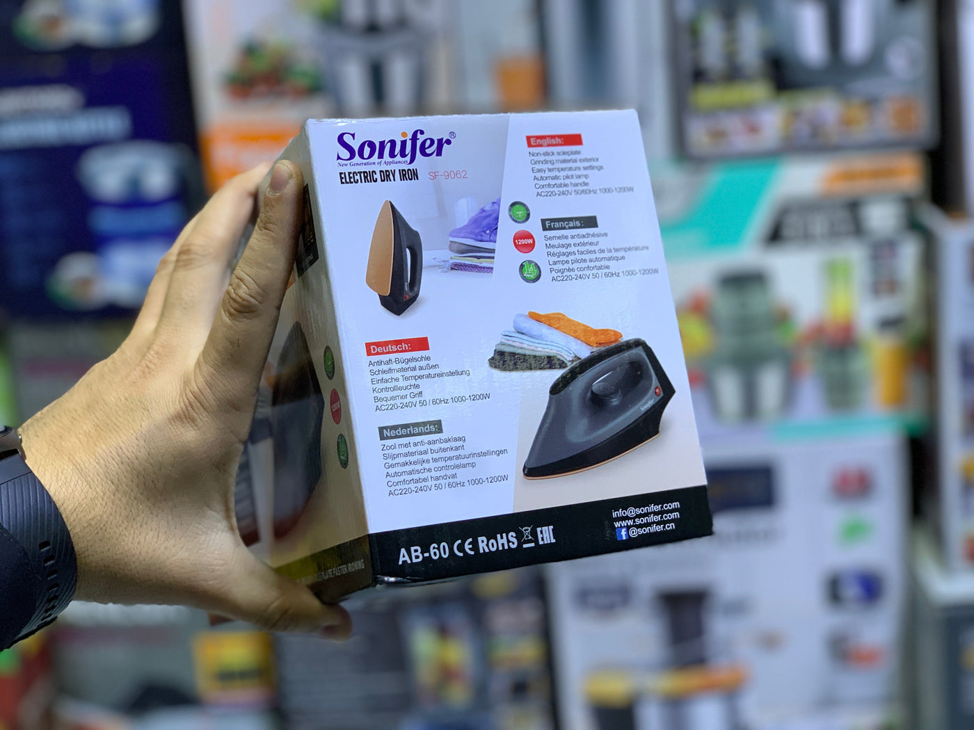 Sonifer Electric Dry iron SF-9062  1200w Non Stick Soleplate