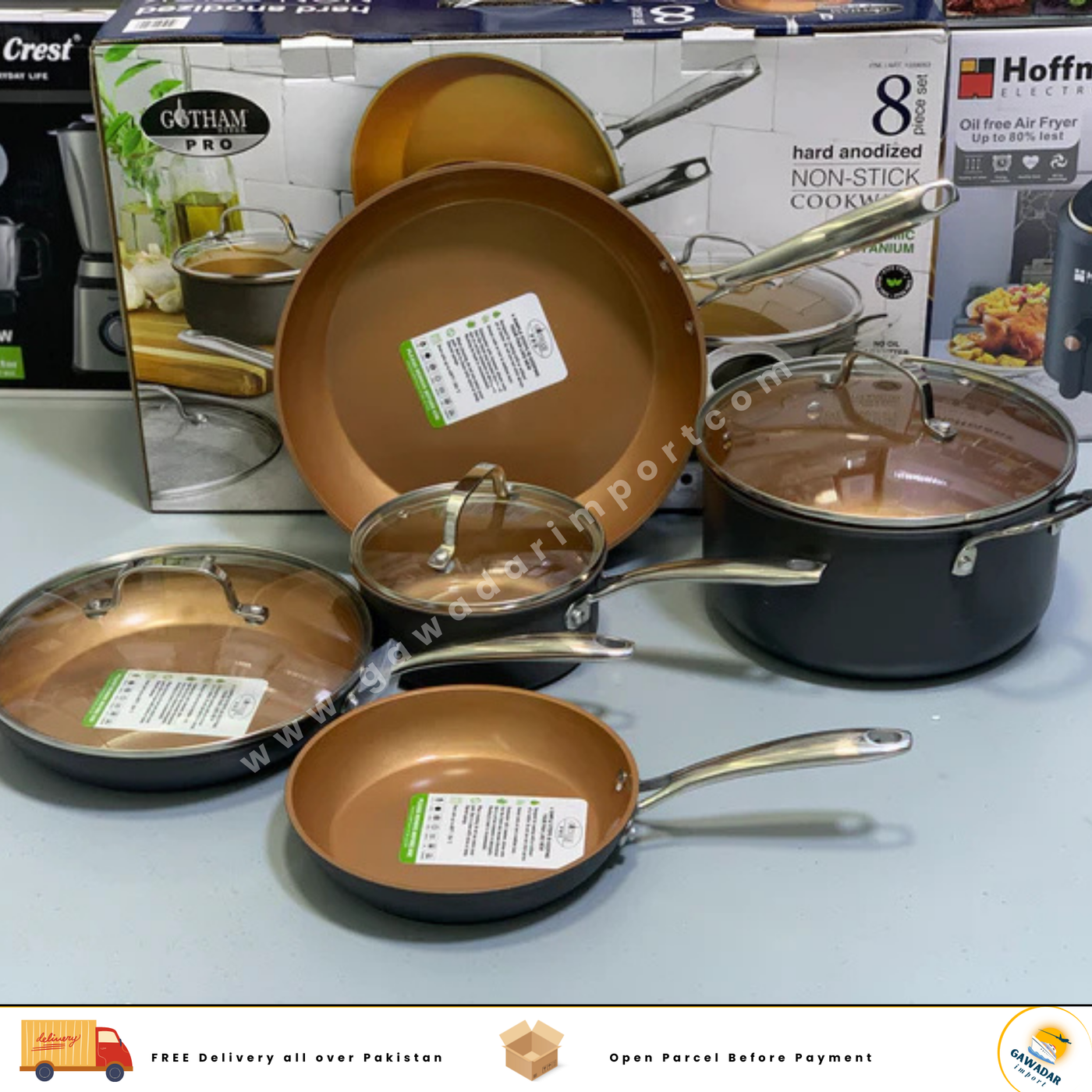 GOTHAM 8 pieces cookware set nonstick titanium