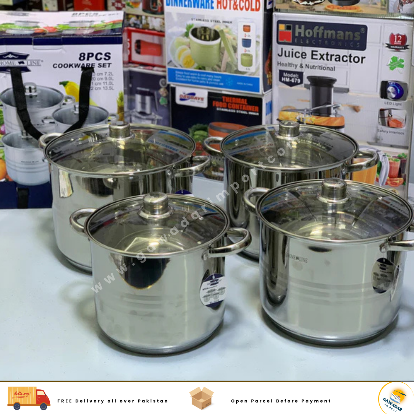 8 Pieces Cookware Set Stainless Steel