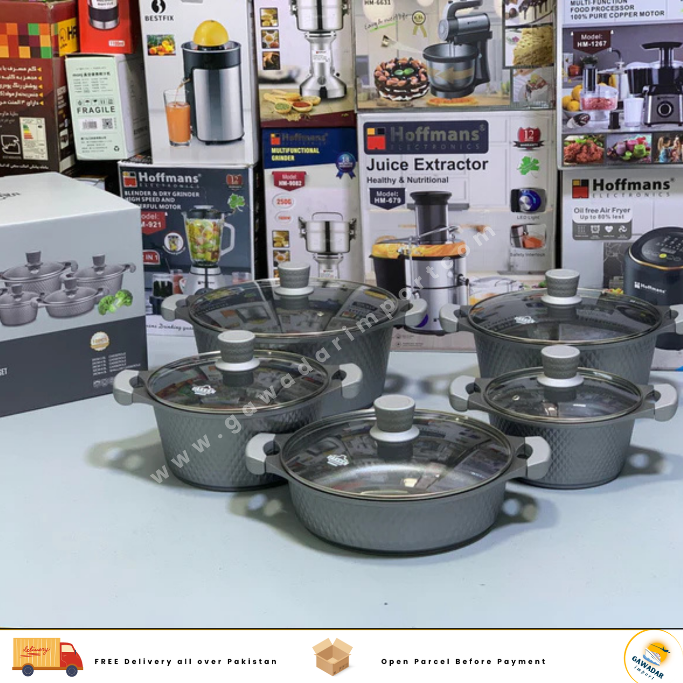 UAKEEN 10 Pieces Cookware Set| Granite Coated Ser