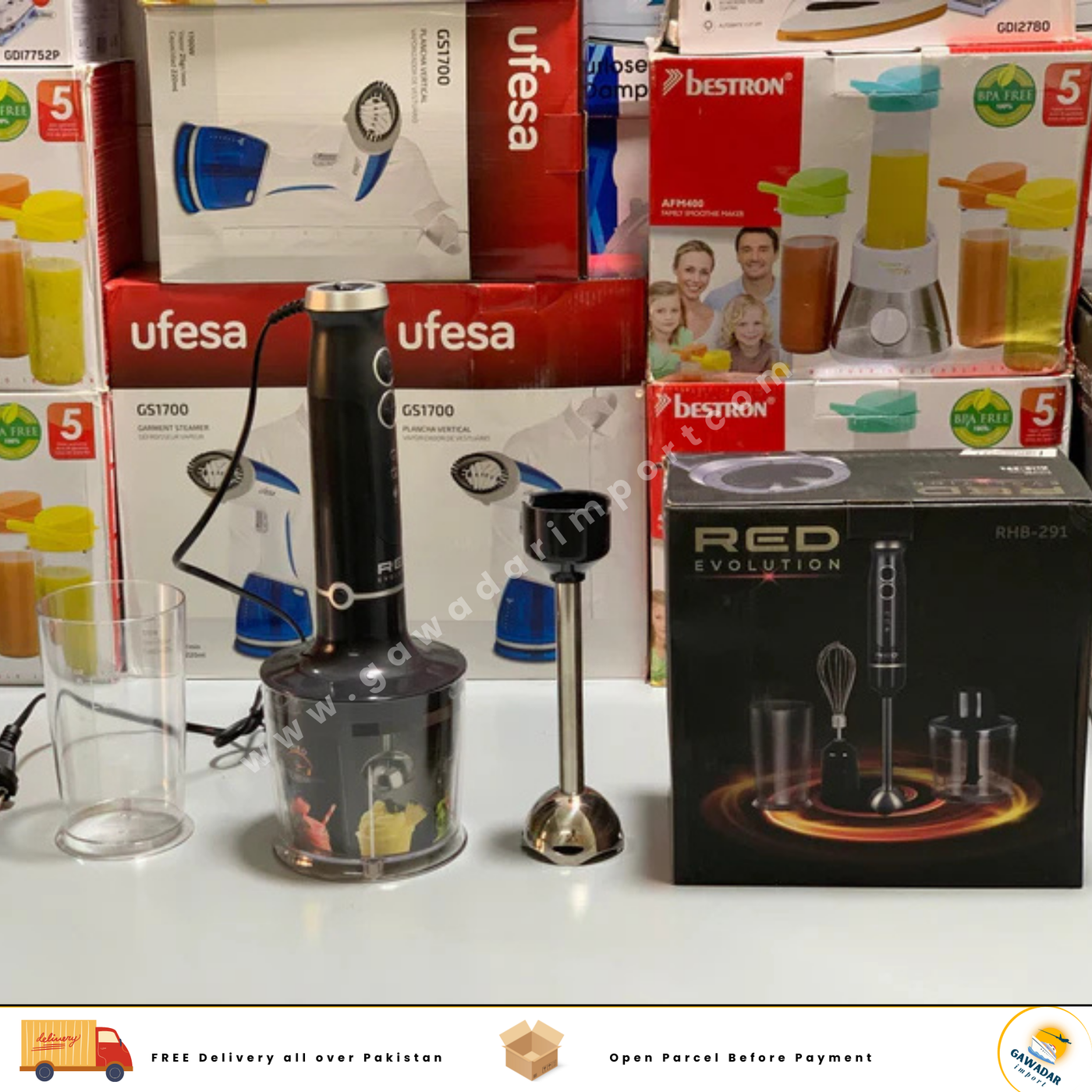 3 in 1 Hand Mixer , Chopper and Blender Red Evolution