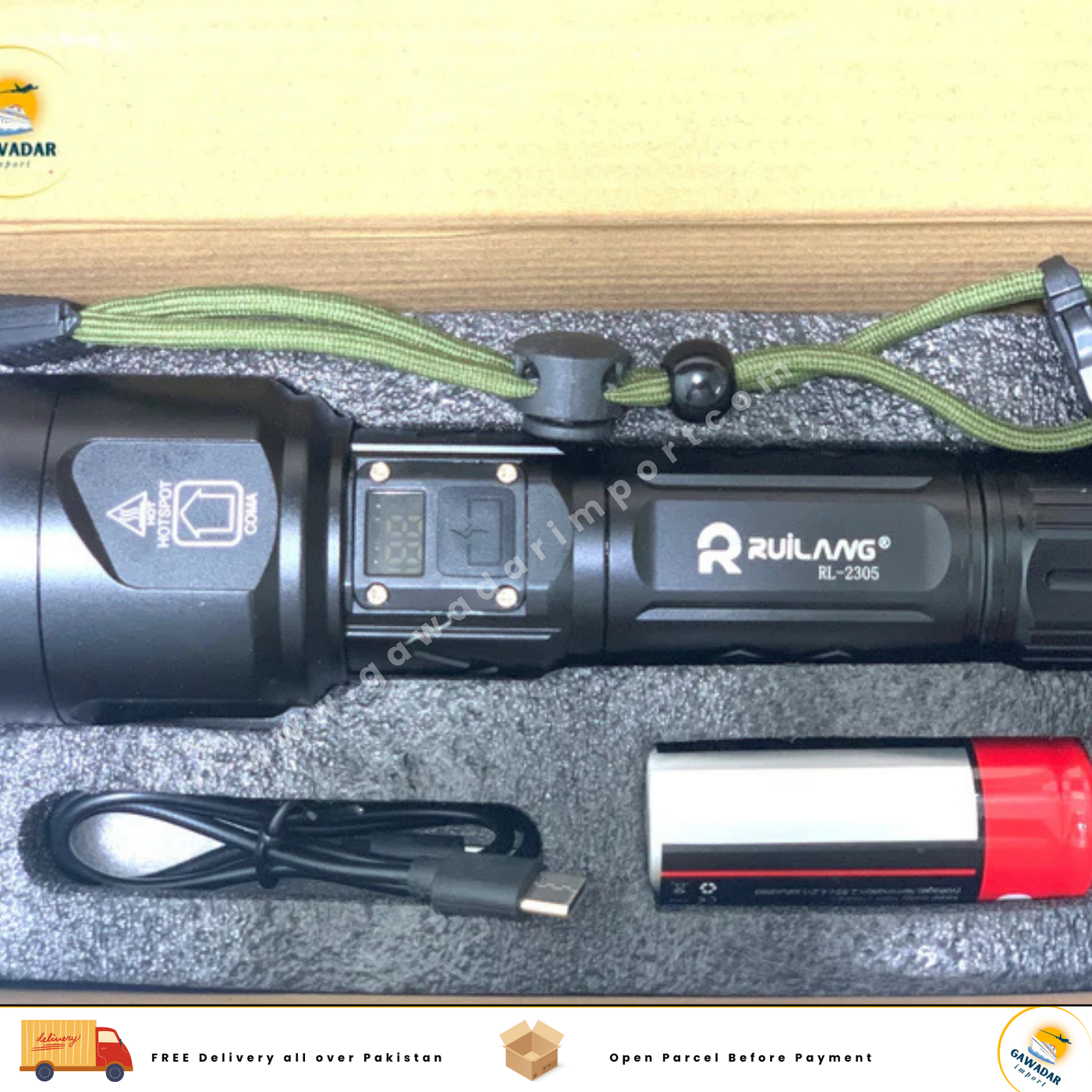 Rawilang RL-2305 LED 1KM Range Bright Flash Light| Home Essentials