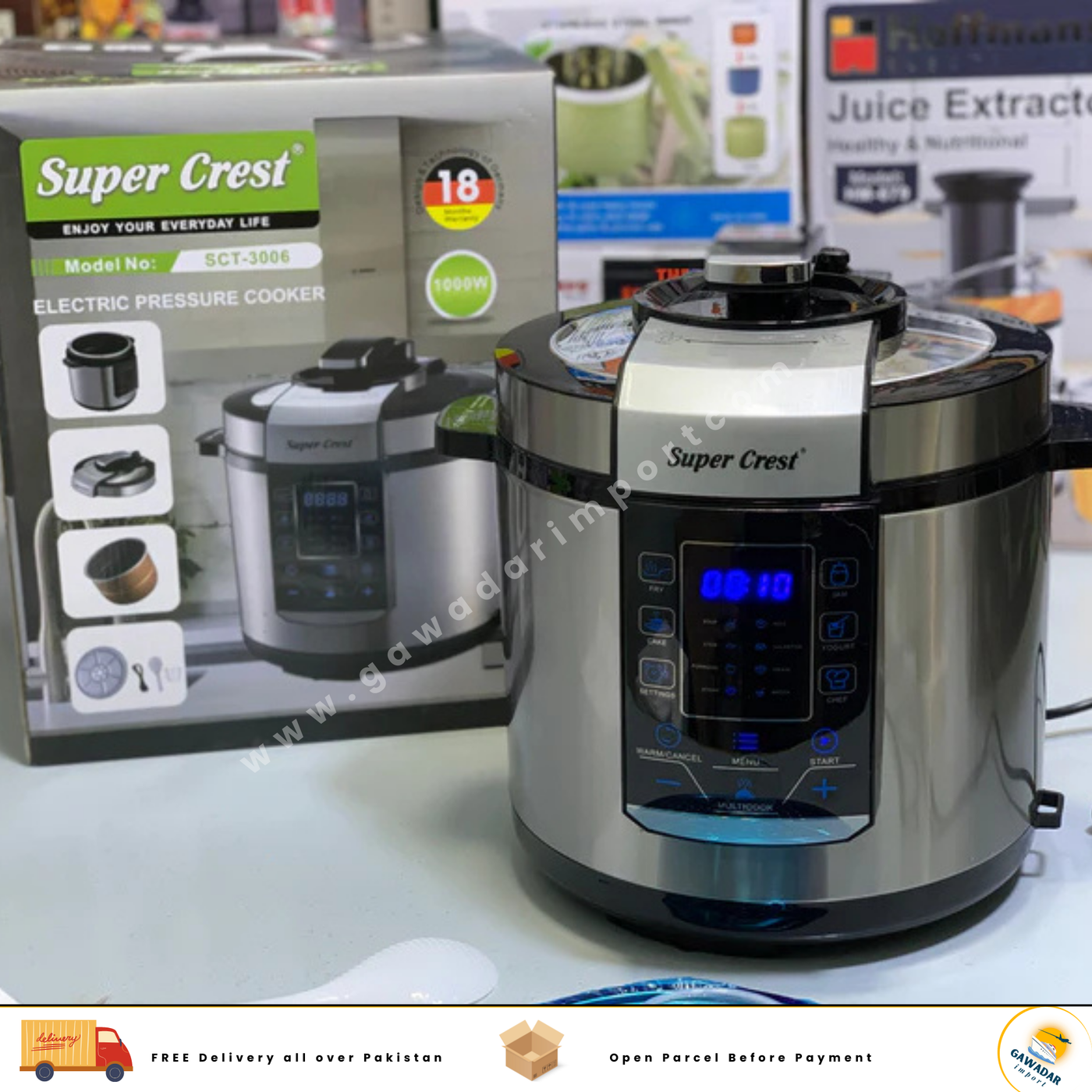 Super Crest Electric Pressure Cooker 1000w Model: SCT-3006