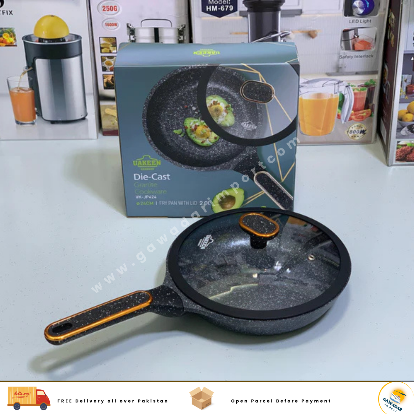 UAKEEN Die Cast Frying Pan 24cm and 2L